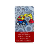 Cool Kinder Construction Truck Excavator Digger Etiket (Voorkant)