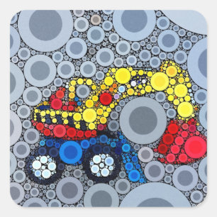 Cool Kinder Construction Truck Excavator Digger Vierkante Sticker