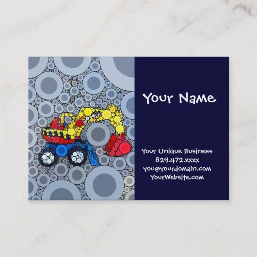 Cool Kinder Construction Truck Excavator Digger Visitekaartje (Voorkant)