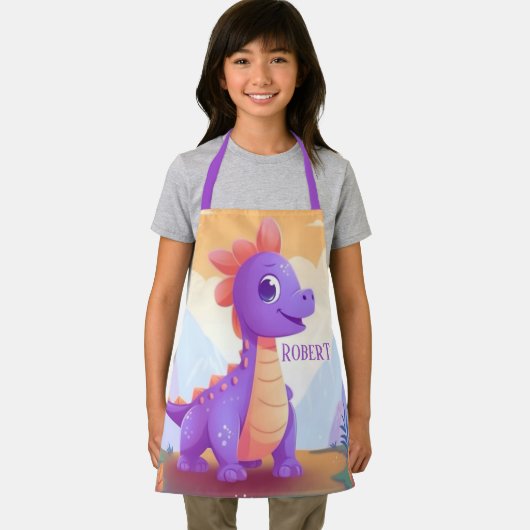 Cool kinder dinosaurus naam toevoegen schort (Insitu)