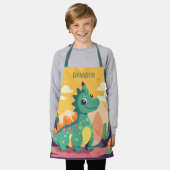 Cool kinder dinosaurusliefhebbers naam toevoegen schort (Gedragen)