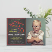 Cool Kinder foto schoolbord verjaardagsfeestje Kaart (Staand voorkant)