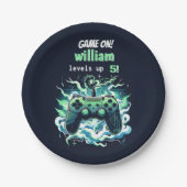 Cool kinder Gaming Level Up 5th Birthday Papieren Bordje (Voorkant)