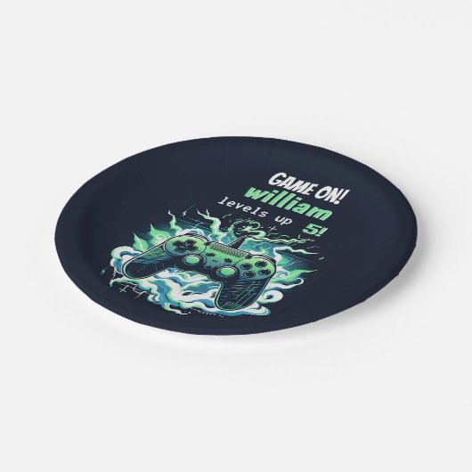 Cool kinder Gaming Level Up 5th Birthday Papieren Bordje (Gekanteld)