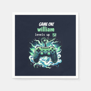 Cool kinder Gaming Level Up 5th Birthday Servet