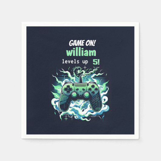 Cool kinder Gaming Level Up 5th Birthday Servet (Voorkant)
