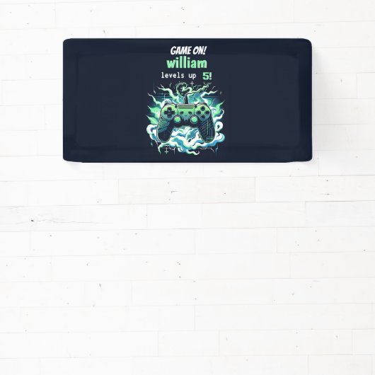 Cool kinder Gaming Level Up 5th Birthday Spandoek (Insitu)