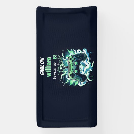 Cool kinder Gaming Level Up 5th Birthday Spandoek (Verticaal)