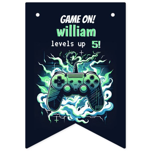 Cool kinder Gaming Level Up 5th Birthday Vlaggetjes (Tweede vlag)