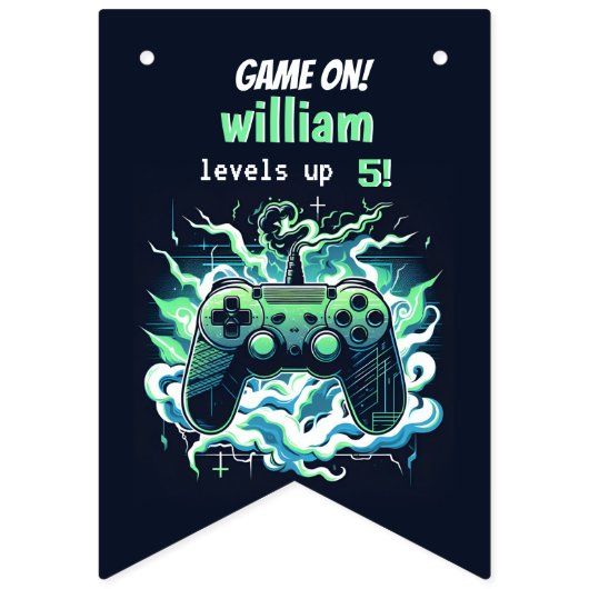Cool kinder Gaming Level Up 5th Birthday Vlaggetjes (Eerste vlag)