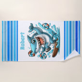 Cool kinder haai voeg naam toe strandlaken (Voorkant)