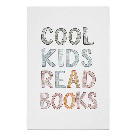Cool Kinder Lees Boeken Inspirerend Poster voor Ki (Voorkant)