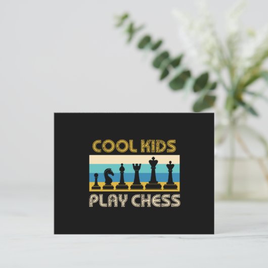 Cool Kinder Play Chess Checkmate Board Stuft Briefkaart (Staand voorkant)