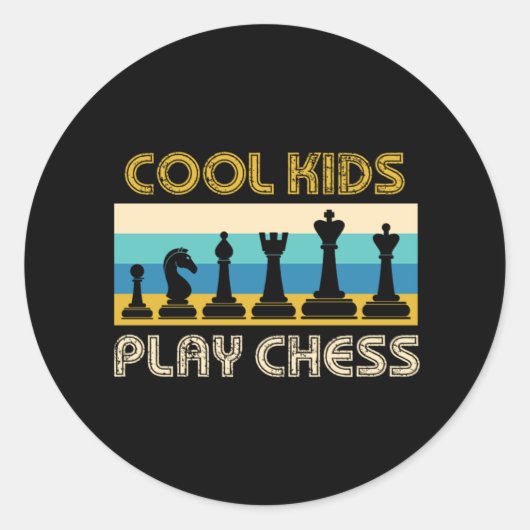 Cool Kinder Play Chess Checkmate Board Stuft Ronde Sticker (Voorkant)