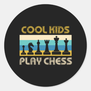 Cool Kinder Play Chess Checkmate Board Stuft Ronde Sticker