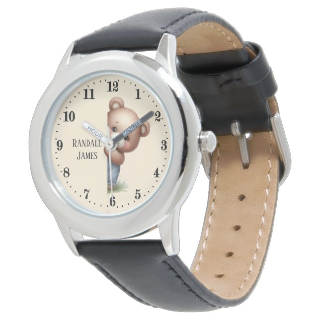 Cool kinder unisex peeking beer naam toevoegen horloge (Gekanteld)