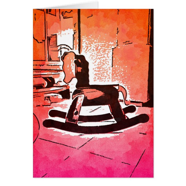 Cool Kinder Wooden Rocking Horse Pop Art (Voorkant)
