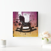 Cool Kinder Wooden Rocking Horse Pop Art Vierkante Klok (Huis)