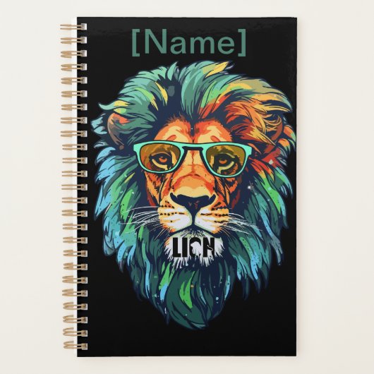 Cool King – Colorful Lion with Shades Design Planner (Voorkant)