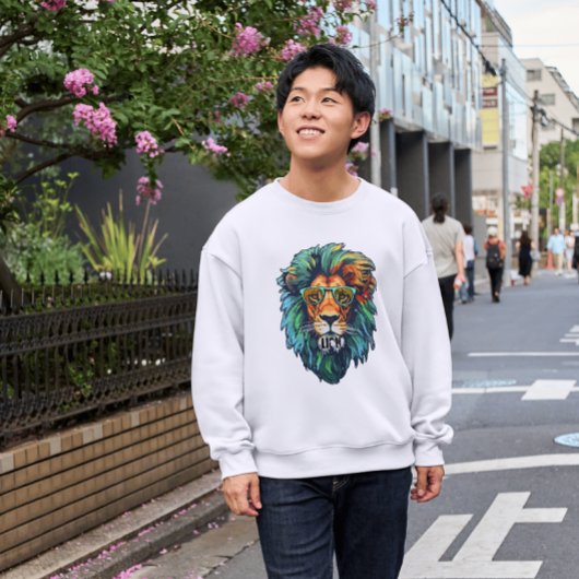 Cool King – Colorful Lion with Shades Design Trui