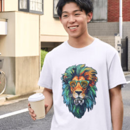 Cool King – Kleurrijke Leeuw met Zonnebril Design T-shirt