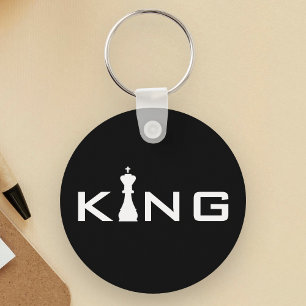 Cool King Typography Chess Player Sleutelhanger