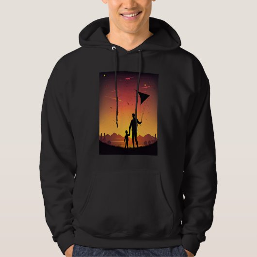 Cool Kite Builder Dad Dad Playing Kite In Sunset Hoodie (Voorkant)