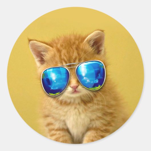 Cool Kitten in zonnebrillen Ronde Sticker (Voorkant)