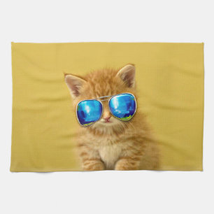 Cool Kitten in zonnebrillen Theedoek