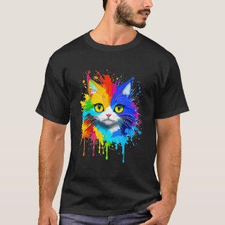 Cool Kitten Schattige Kleurrijke Cat Splash Cat Lo T-shirt