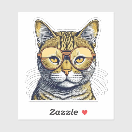 Cool Kitty Kat met Bril Sticker (Vel)