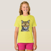 Cool Kitty Kat met Bril T-shirt (Voorkant volledig)
