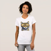 Cool Kitty Kat met Bril T-shirt (Voorkant volledig)
