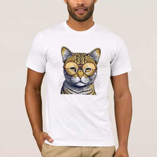 Cool Kitty Kat met Bril T-shirt (Voorkant)