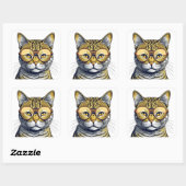 Cool Kitty Kat met Bril Vierkante Sticker (Vel)
