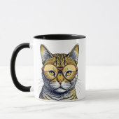 Cool Kitty Kat met een Gepersonaliseerde Bril Mok (Links)