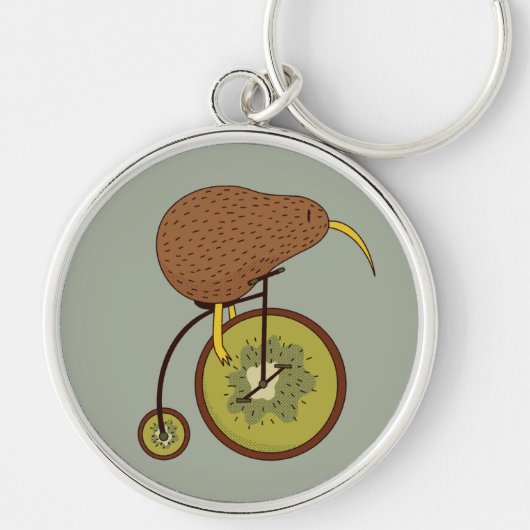 Cool Kiwi Vogel op Kiwi Fruit Ontwerp Sleutelhanger (Voorkant)