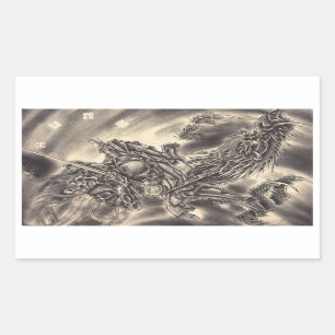 Cool klassiek  japans demon dragon tattoo rechthoekige sticker