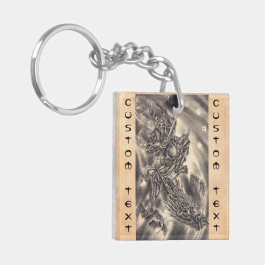 Cool klassiek  japans demon dragon tattoo sleutelhanger (Voorkant Links)