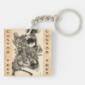 Cool klassiek japans samura demongevecht sleutelhanger (Achterkant)