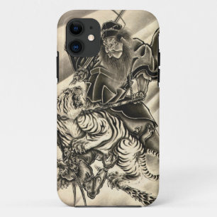 Cool klassieke vintage Japanse demon samurai tijge Case-Mate iPhone Case