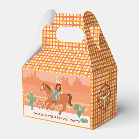 Cool kleine cowboy en paard Verjaardagsfeest Bedankdoosjes (Achterkant)