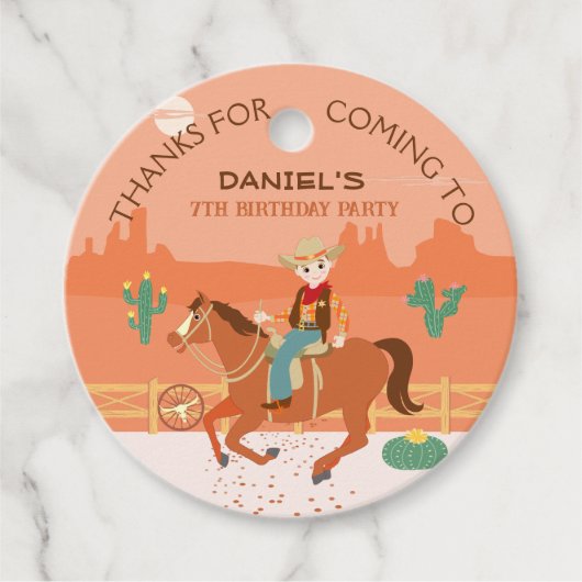 Cool kleine cowboy en paard Verjaardagsfeest Bedankjes Labels (Voorkant)