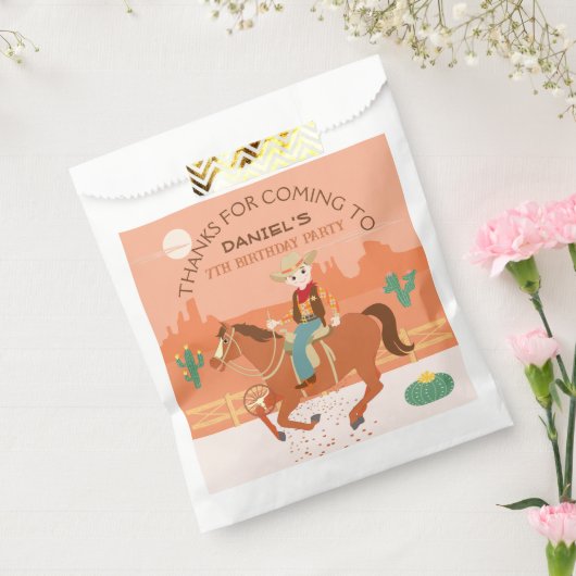 Cool kleine cowboy en paard Verjaardagsfeest Bedankzakje (Gezegeld)