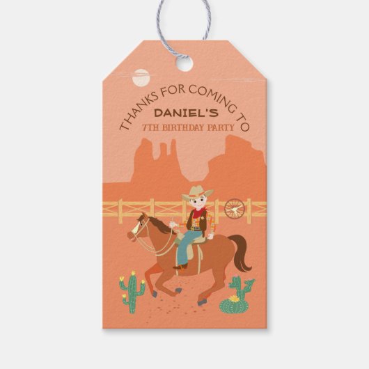Cool kleine cowboy en paard Verjaardagsfeest Cadeaulabel (Voorkant)