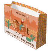Cool kleine cowboy en paard Verjaardagsfeest Groot Cadeauzakje (Achterkant Gekanteld)