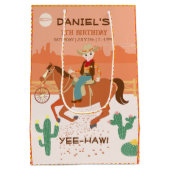 Cool kleine cowboy en paard Verjaardagsfeest Medium Cadeauzakje (Achterkant)