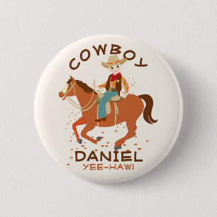 Cool kleine cowboy en paard Verjaardagsfeest Ronde Button 5,7 Cm