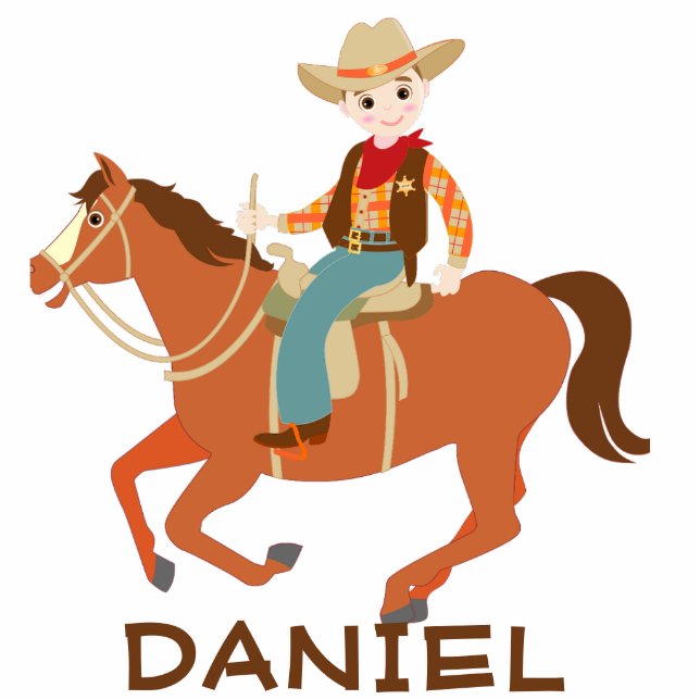 Cool kleine cowboy en paard Verjaardagsfeest Staand Fotobeeldje (Voorkant)