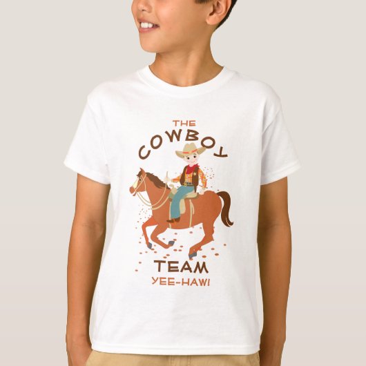 Cool kleine cowboy en paard Verjaardagsfeest T-shirt (Voorkant)